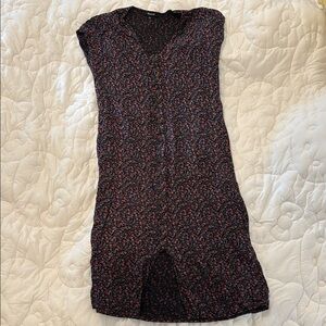 Madewell Black and Red V-Neck Sheath Mini Dress